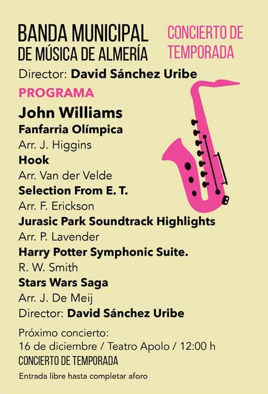La Banda Municipal de Música de Almería interpreta a John Williams